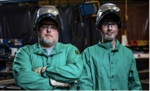 Welders working for Rotex Global, manufacturer of industrial screeners, sifters, and separators.
